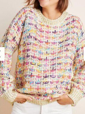 Anthropologie Stellah Myla Sparkle Pullover Medium Colorful Spring